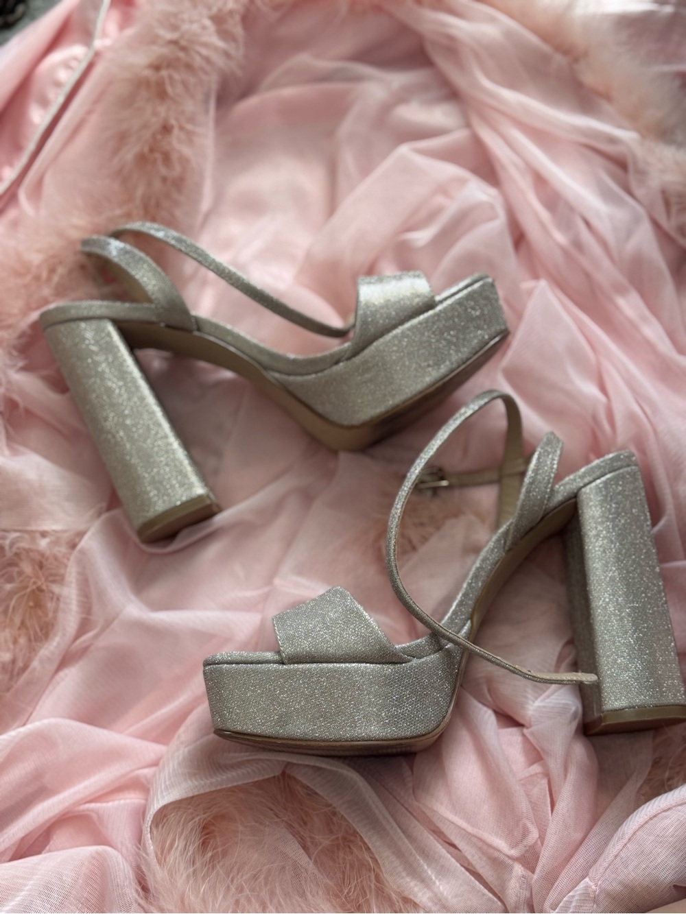 Steve Madden Glitter Platform Block Heel Sandals